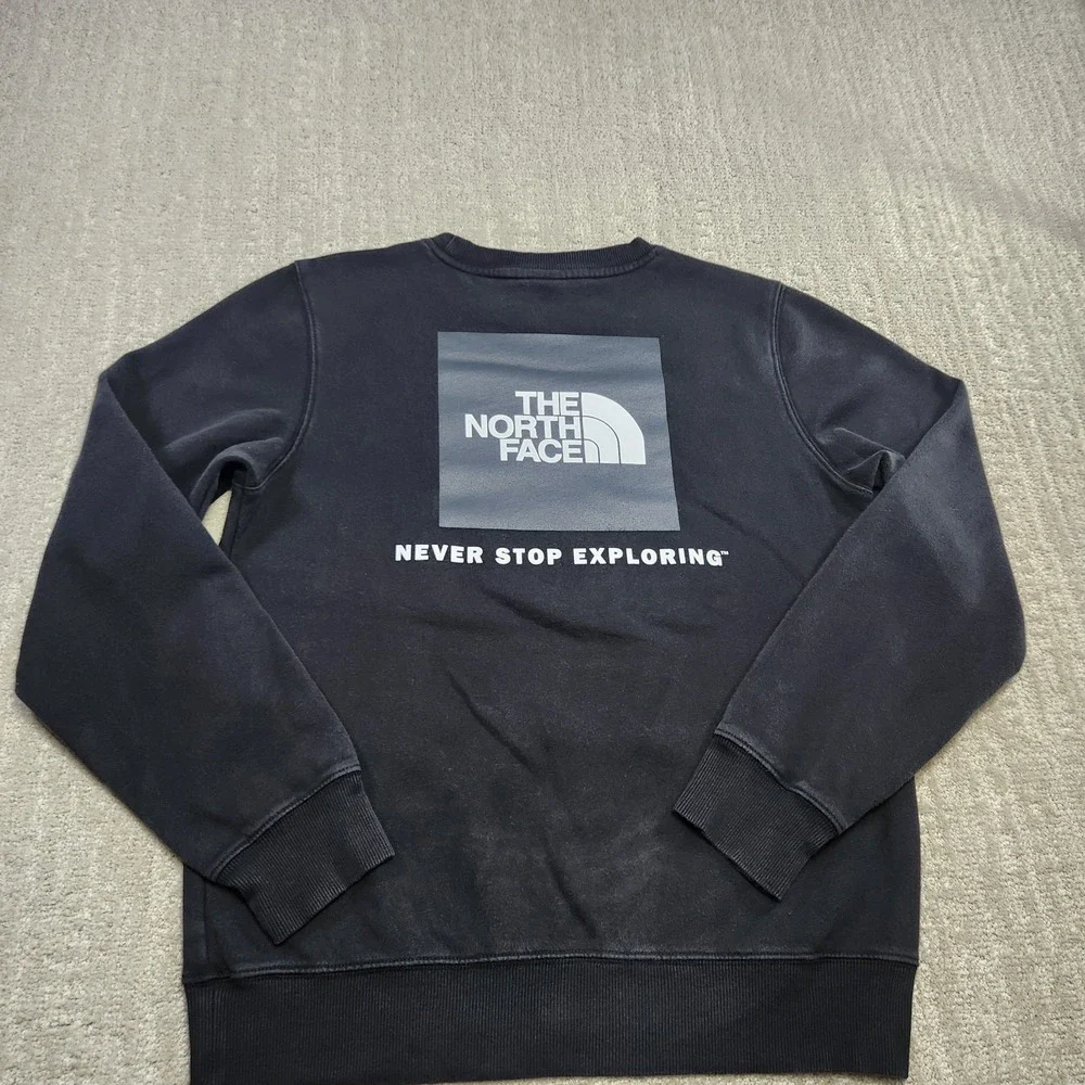 North Face Sweatshirt Men Small NSE Box Fleece Pullover Sweater Black Hiking‎